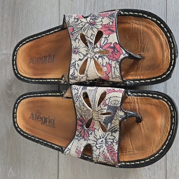 Alegria Women's Floral Slide Sandals - Black and Pink Platform Sz 38/8-8.5 - Picture 3 of 15